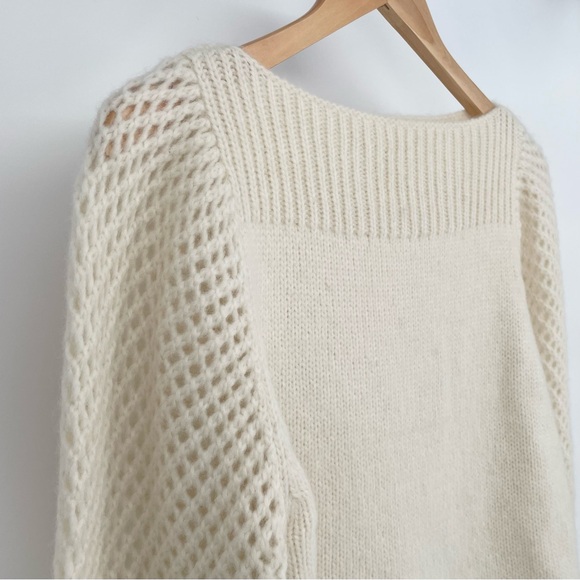LoveShackFancy Rosie Alpaca Chunky Boatneck Pullover Sweater in Snow Size XS - Picture 8 of 11
